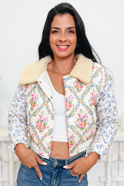 Choosing Happiness Floral Sherpa Jacket
