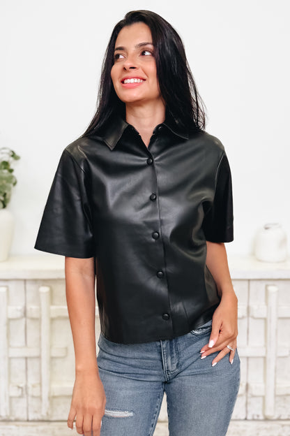 The Pleather Is All Mine Top - 3 Colors!