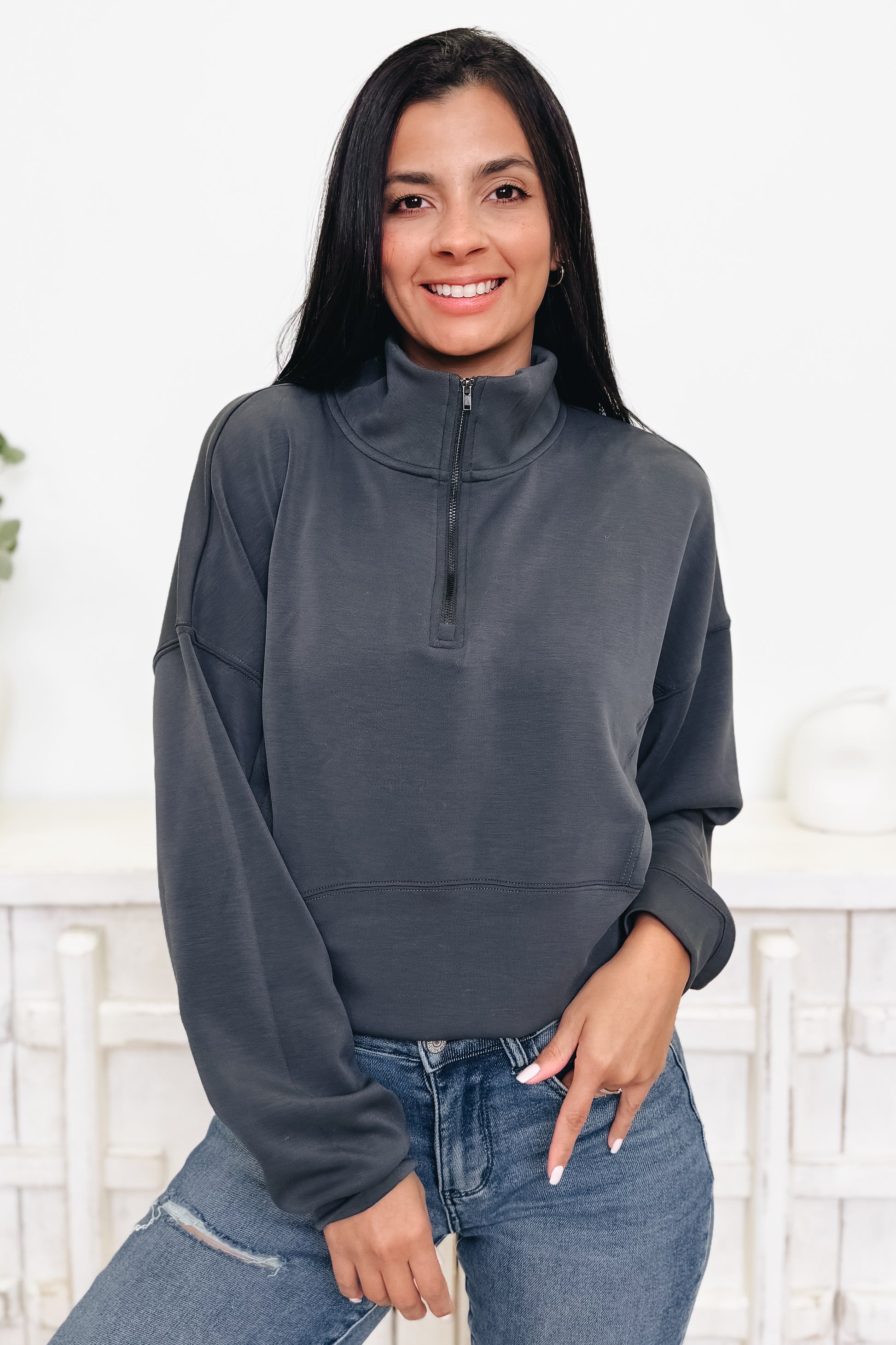 Silver Lining Luxe Quarter Zip Top - 2 Colors!