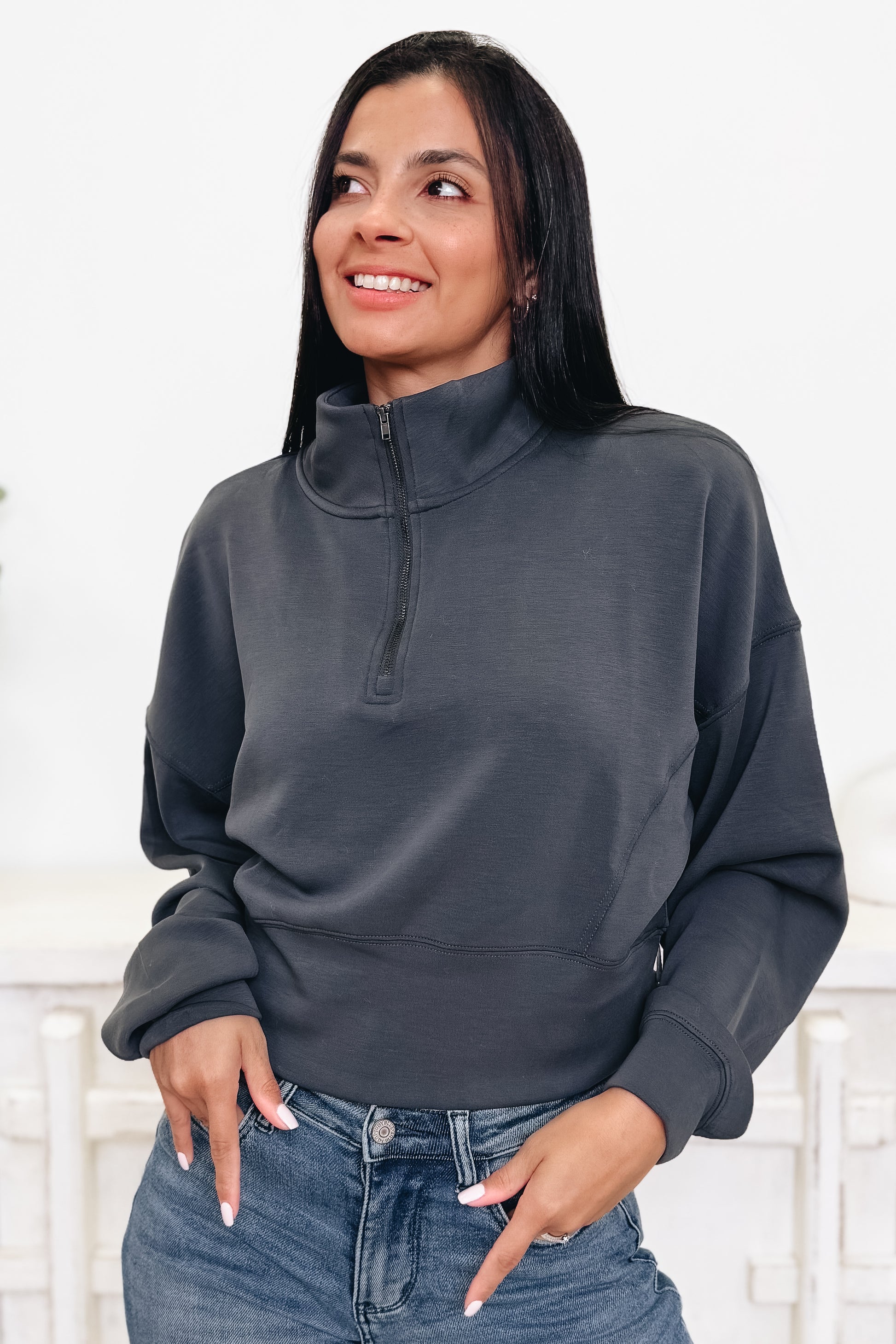 Silver Lining Luxe Quarter Zip Top - 2 Colors!