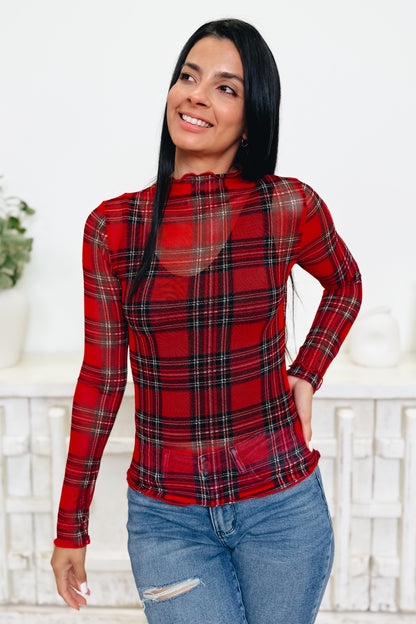 Edge Of Plaid Mesh Top - 3 Colors!