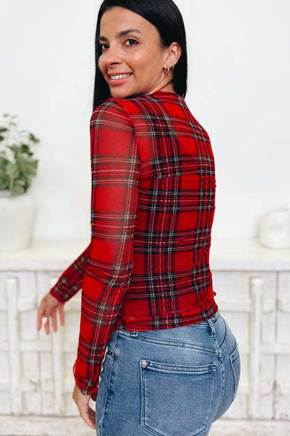 Edge Of Plaid Mesh Top - 3 Colors!
