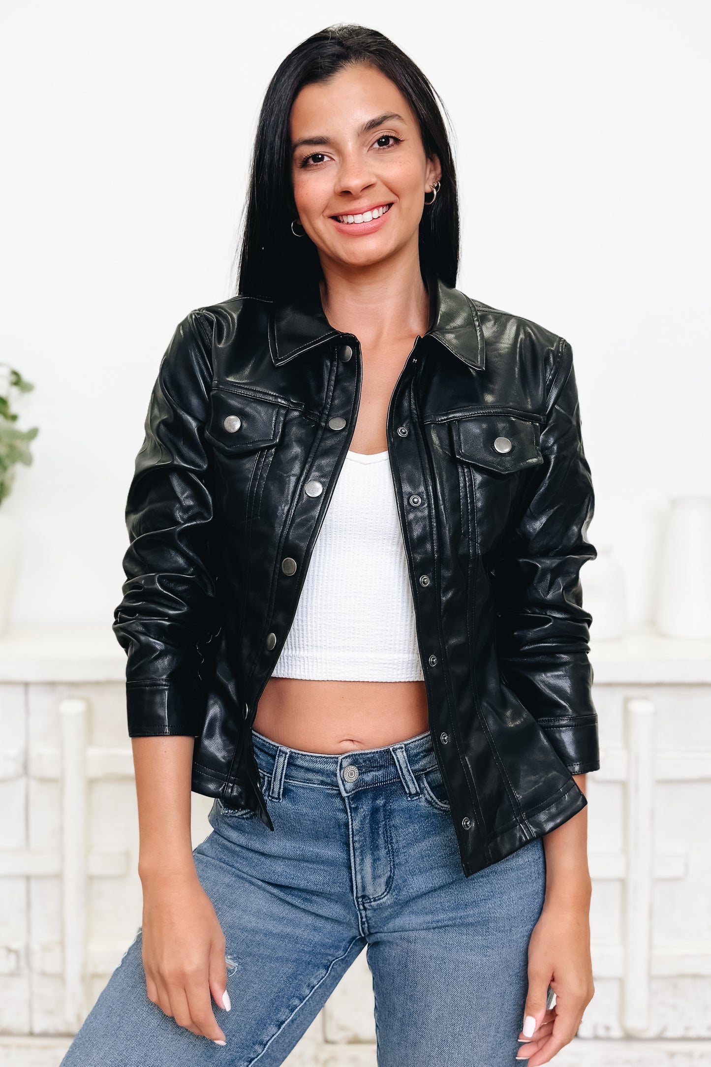 Be Where You Are Faux Leather Jacket