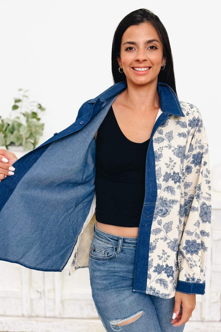 Petal Press Denim Button Down Top