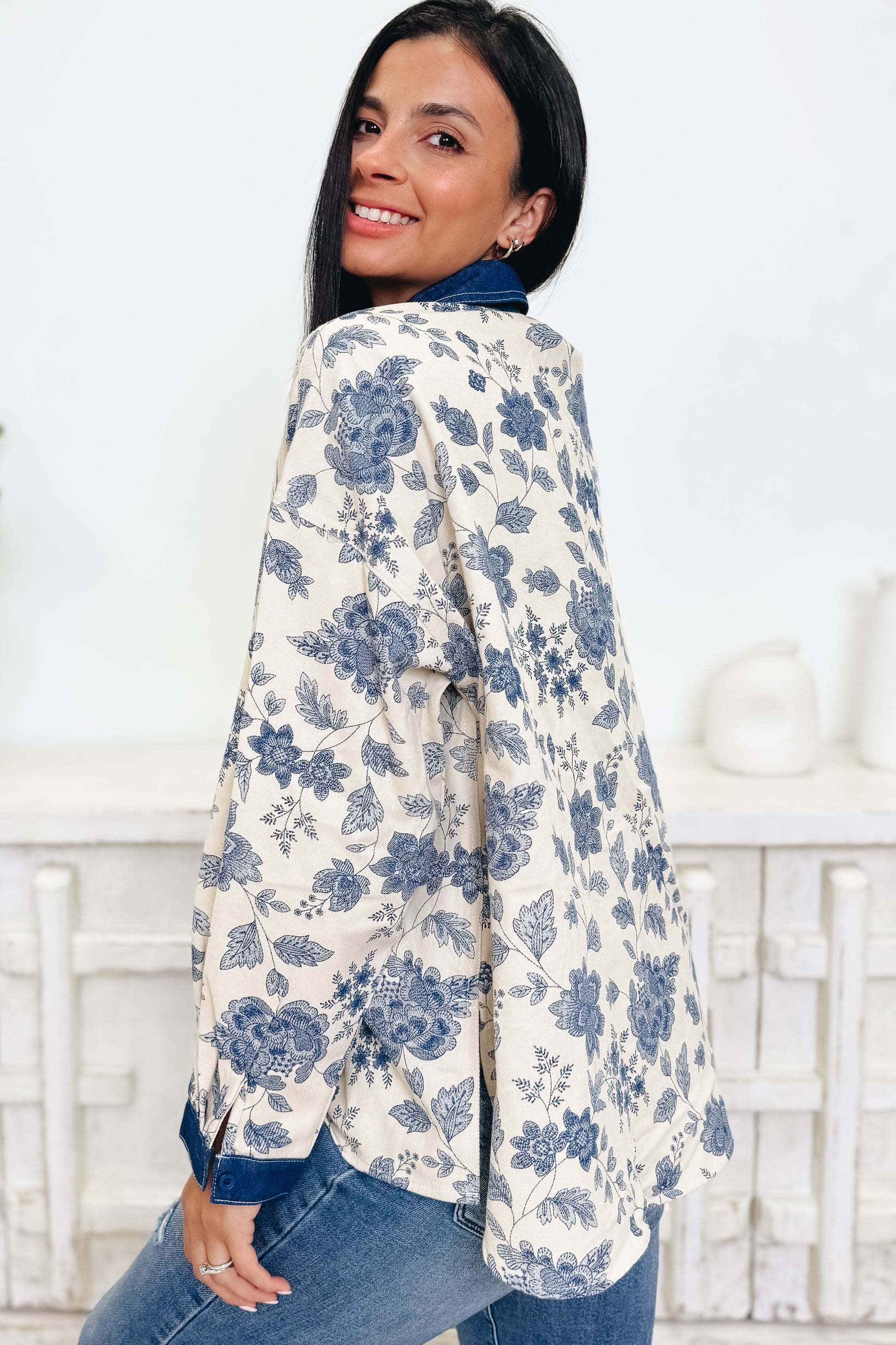 Petal Press Denim Button Down Top