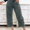 EverEase Mid Rise Washed Corduroy Barrel Jeans - Olive