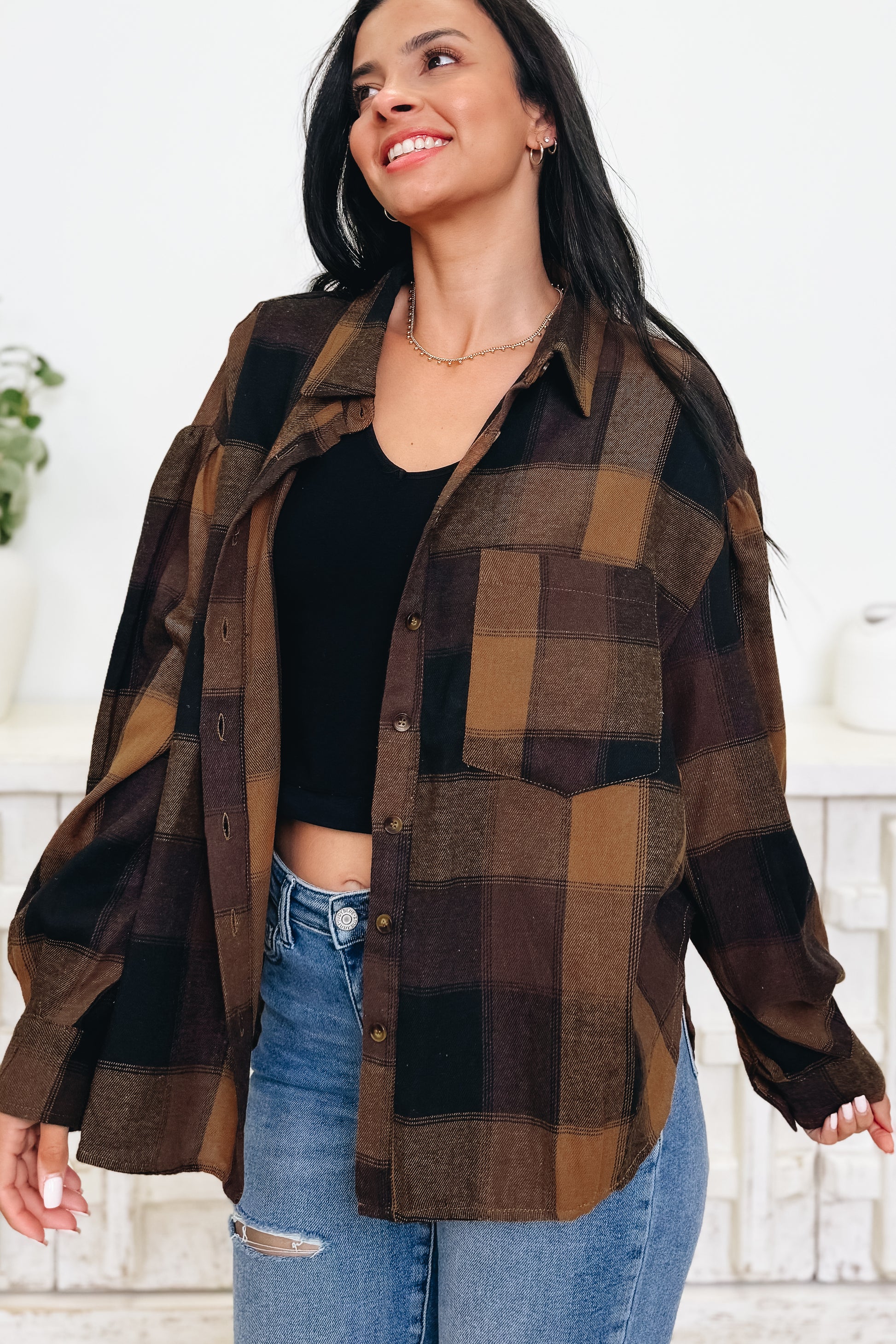 Wild About Plaid Button Down Top - 2 Colors!