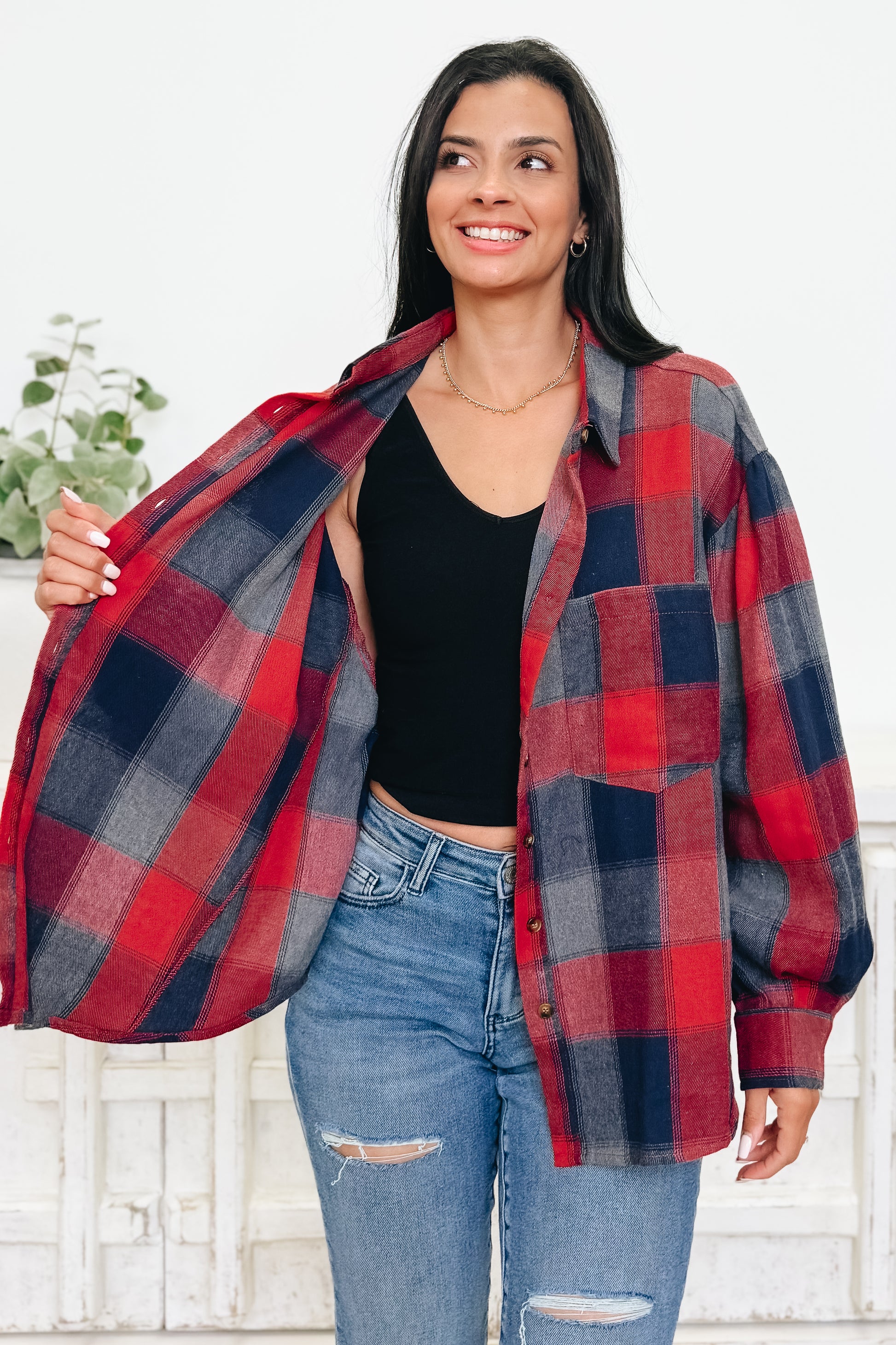 Wild About Plaid Button Down Top - 2 Colors!