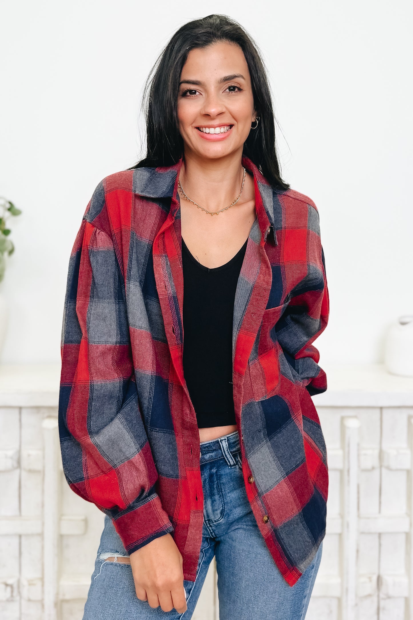 Wild About Plaid Button Down Top - 2 Colors!