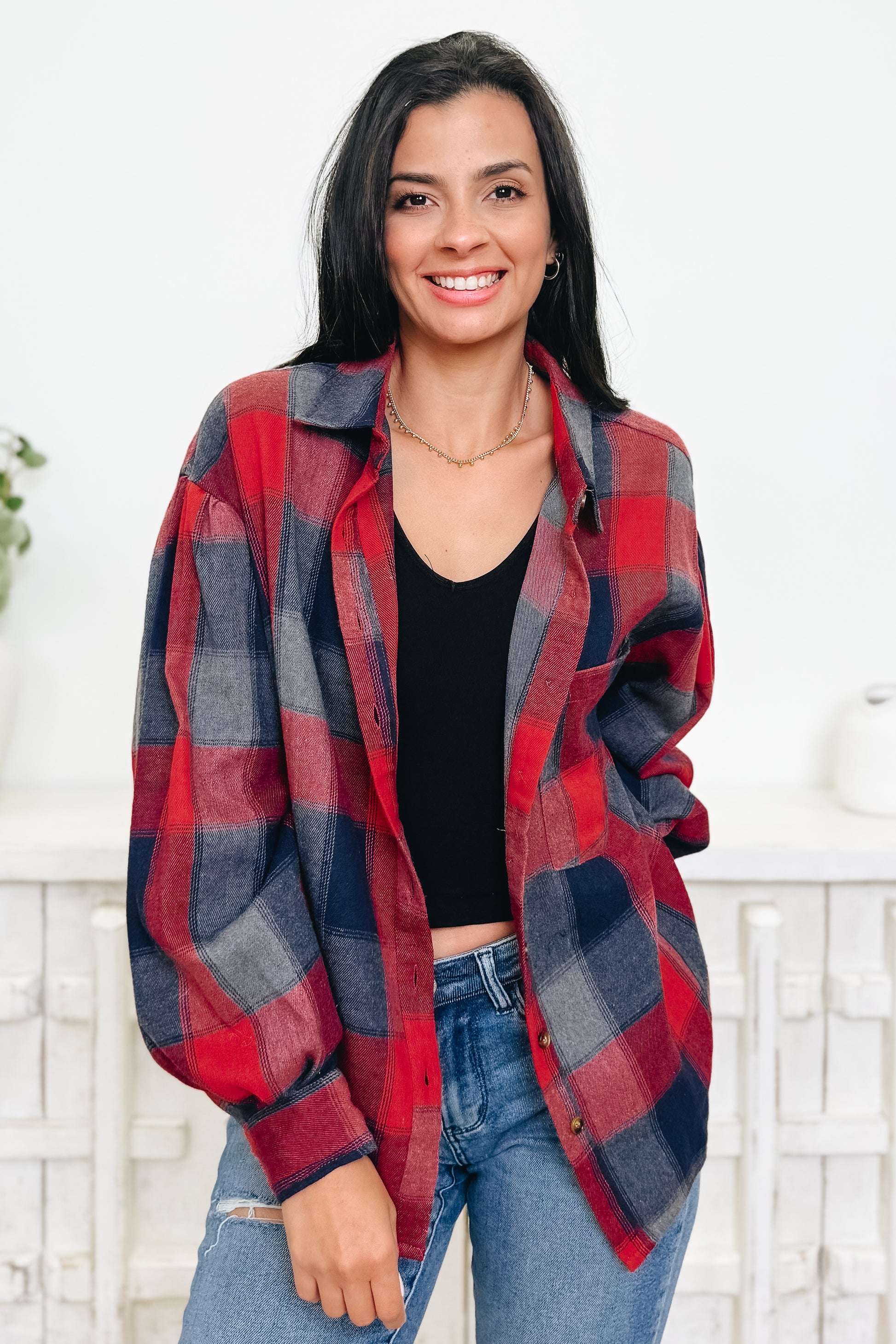 Wild About Plaid Button Down Top - 2 Colors!
