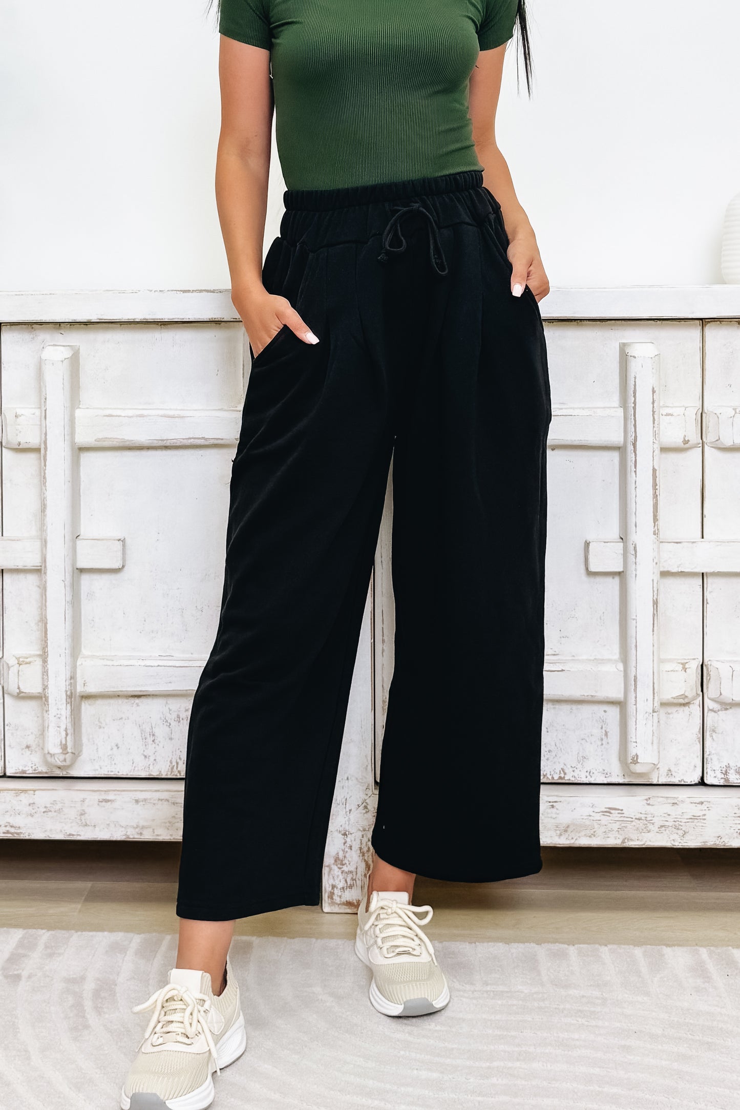 The Effortless Lounge Wide Leg Pants - Black