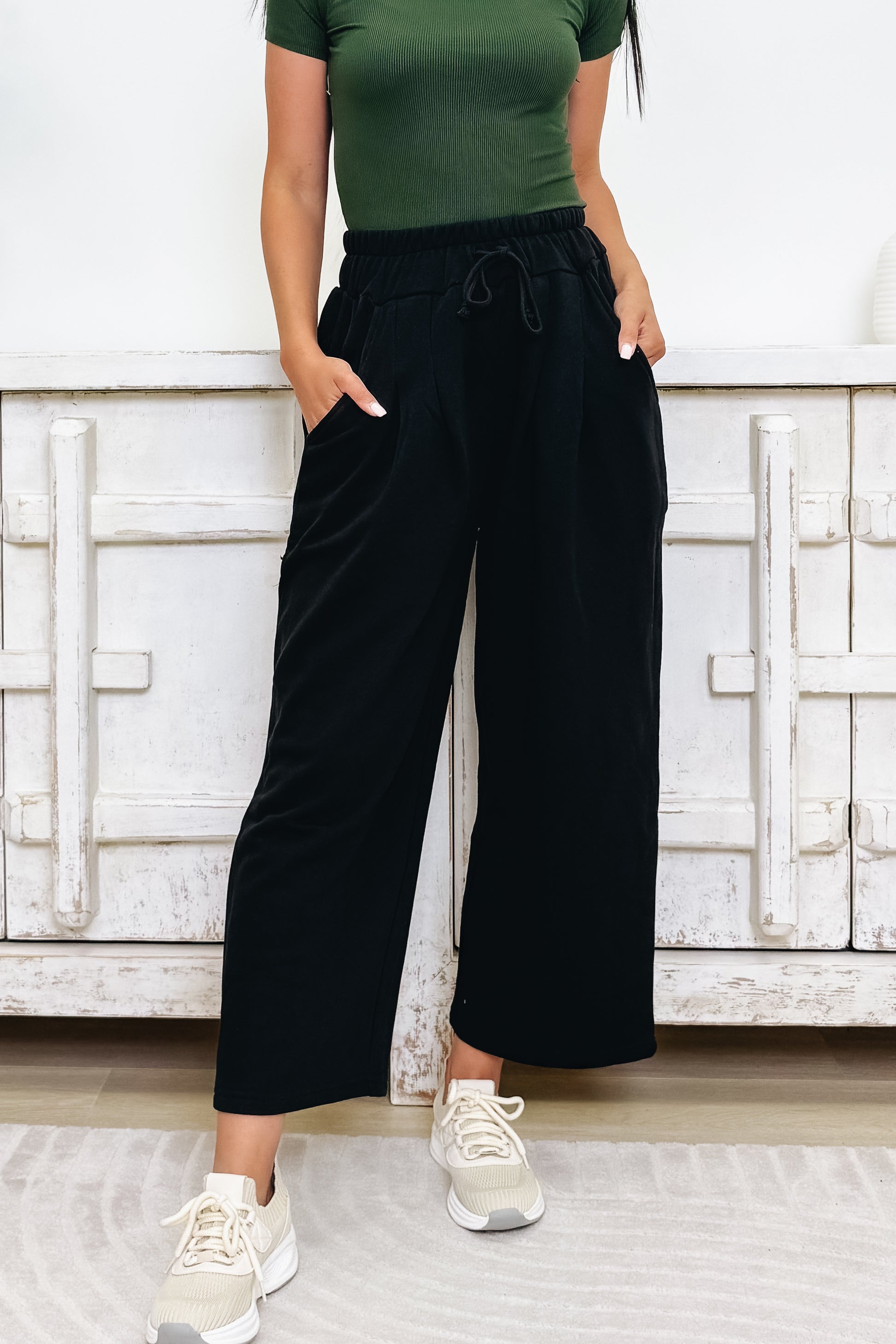 The Effortless Lounge Wide Leg Pants - Black