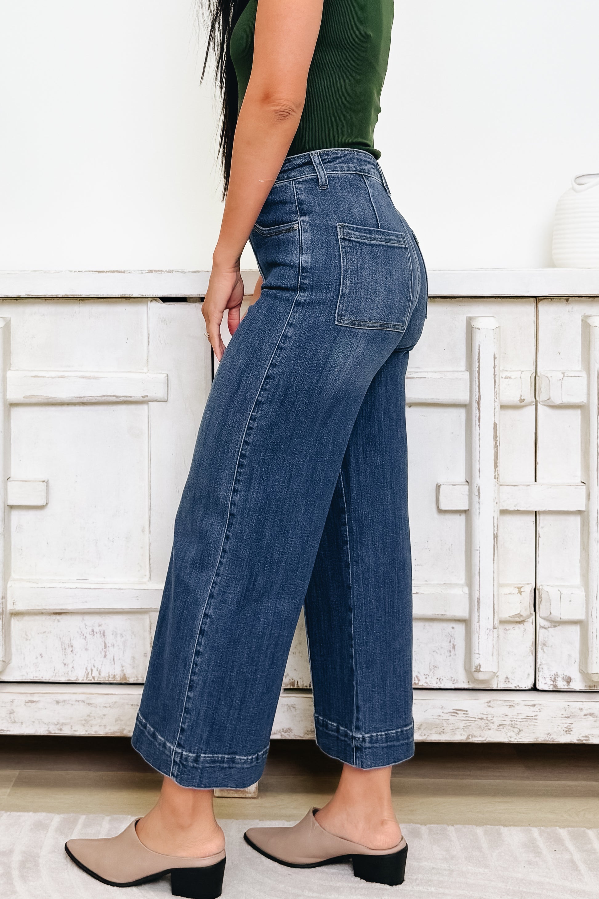 The Level Up By Anniewear - High Rise Wide Leg Jeans - 2 Colors!