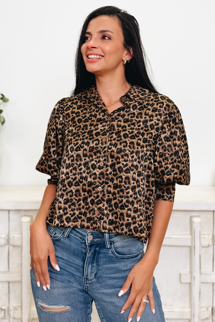 In The Spotlight Leopard Button Down Top