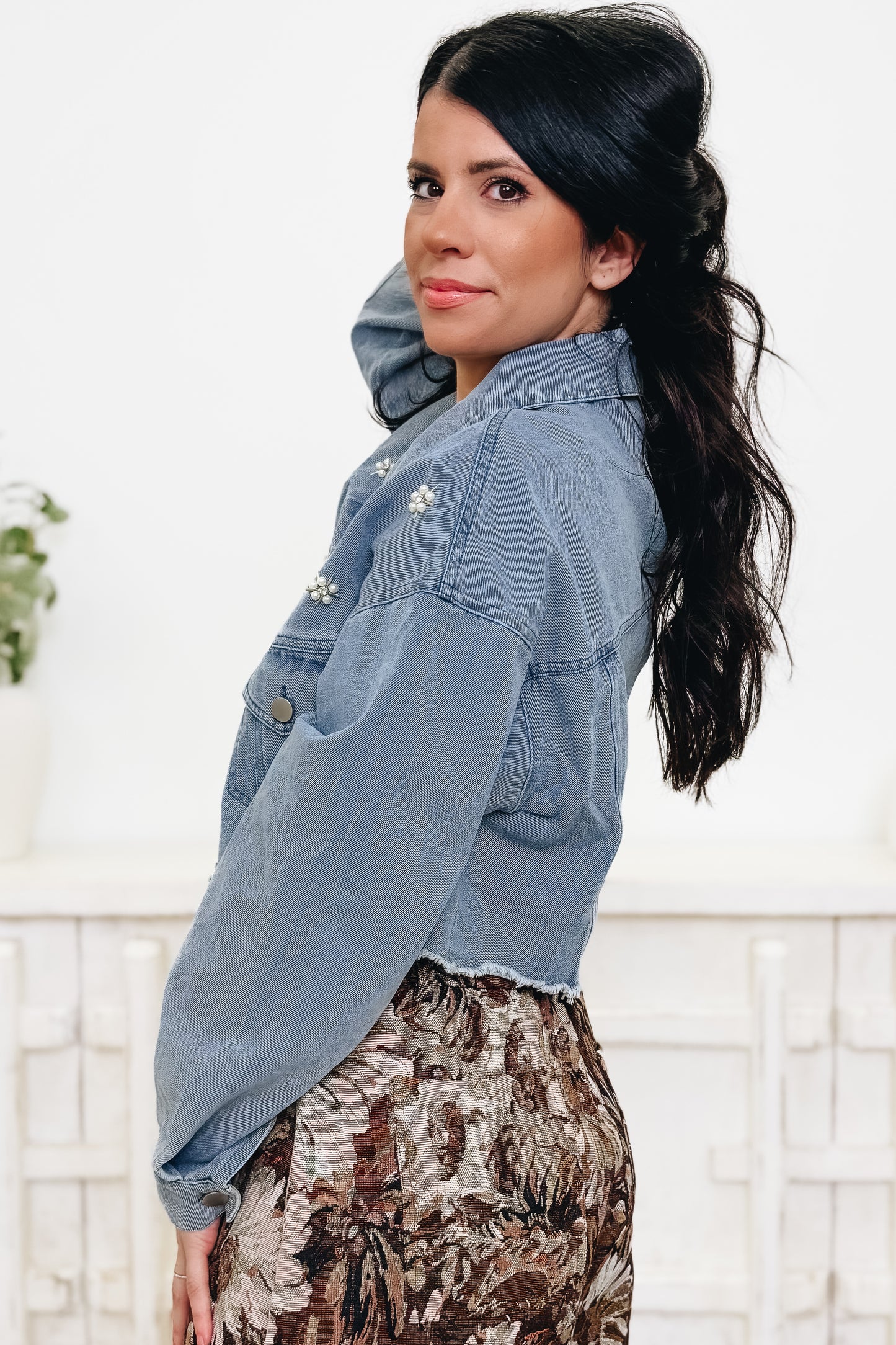 Crystal Crush Floral Denim Jacket