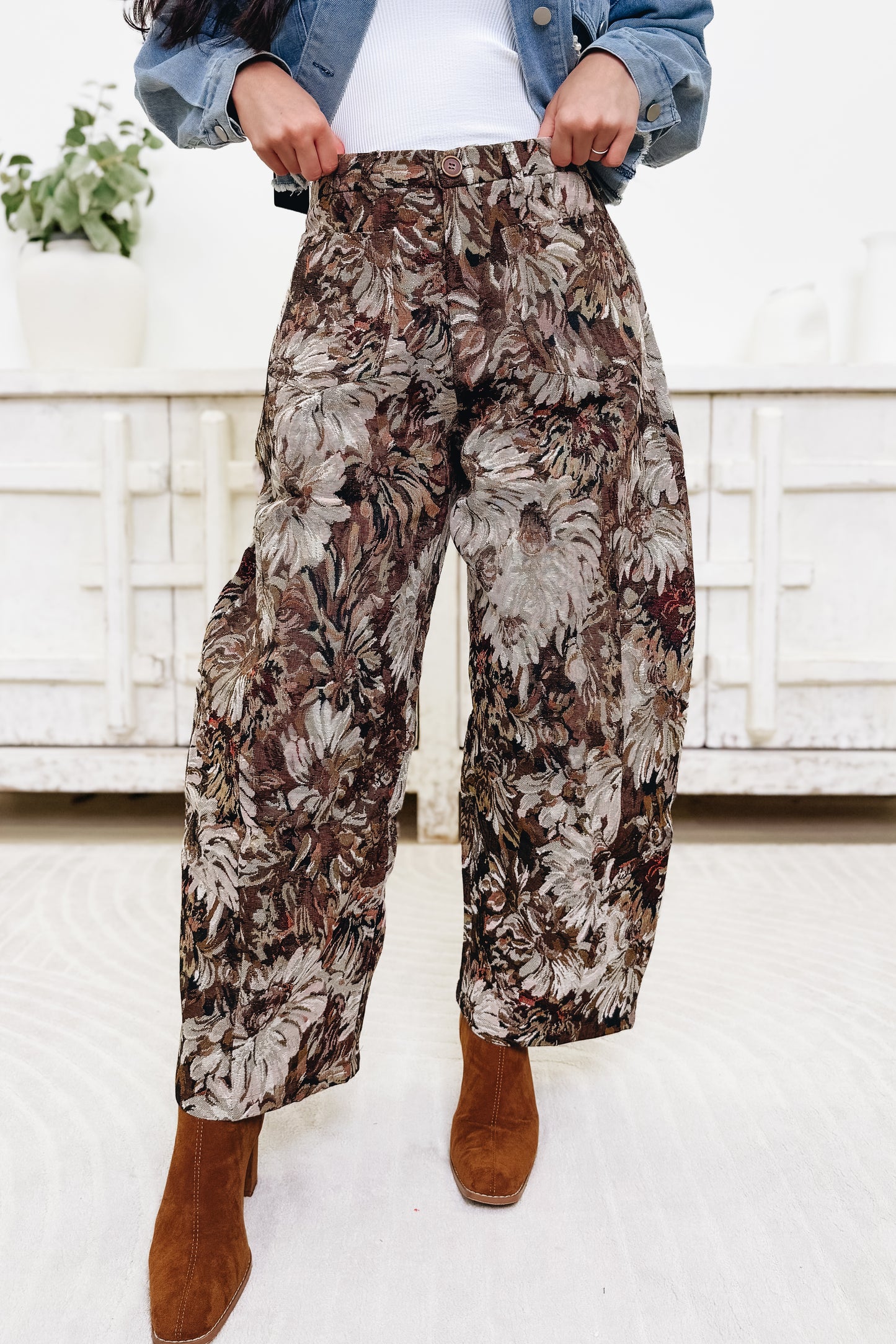 Fall Fantasy Cargo Barrel Joggers - Brown