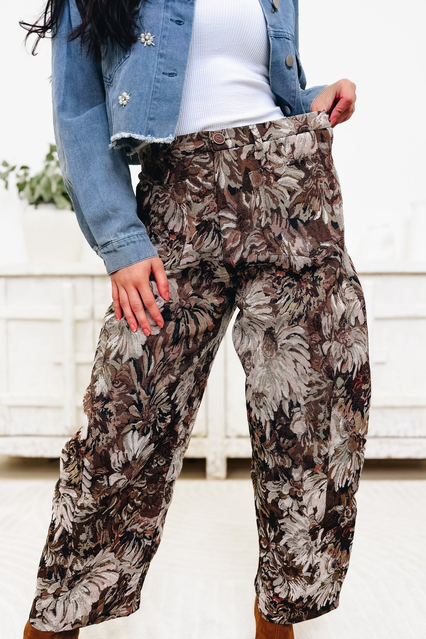 Fall Fantasy Cargo Barrel Joggers - Brown