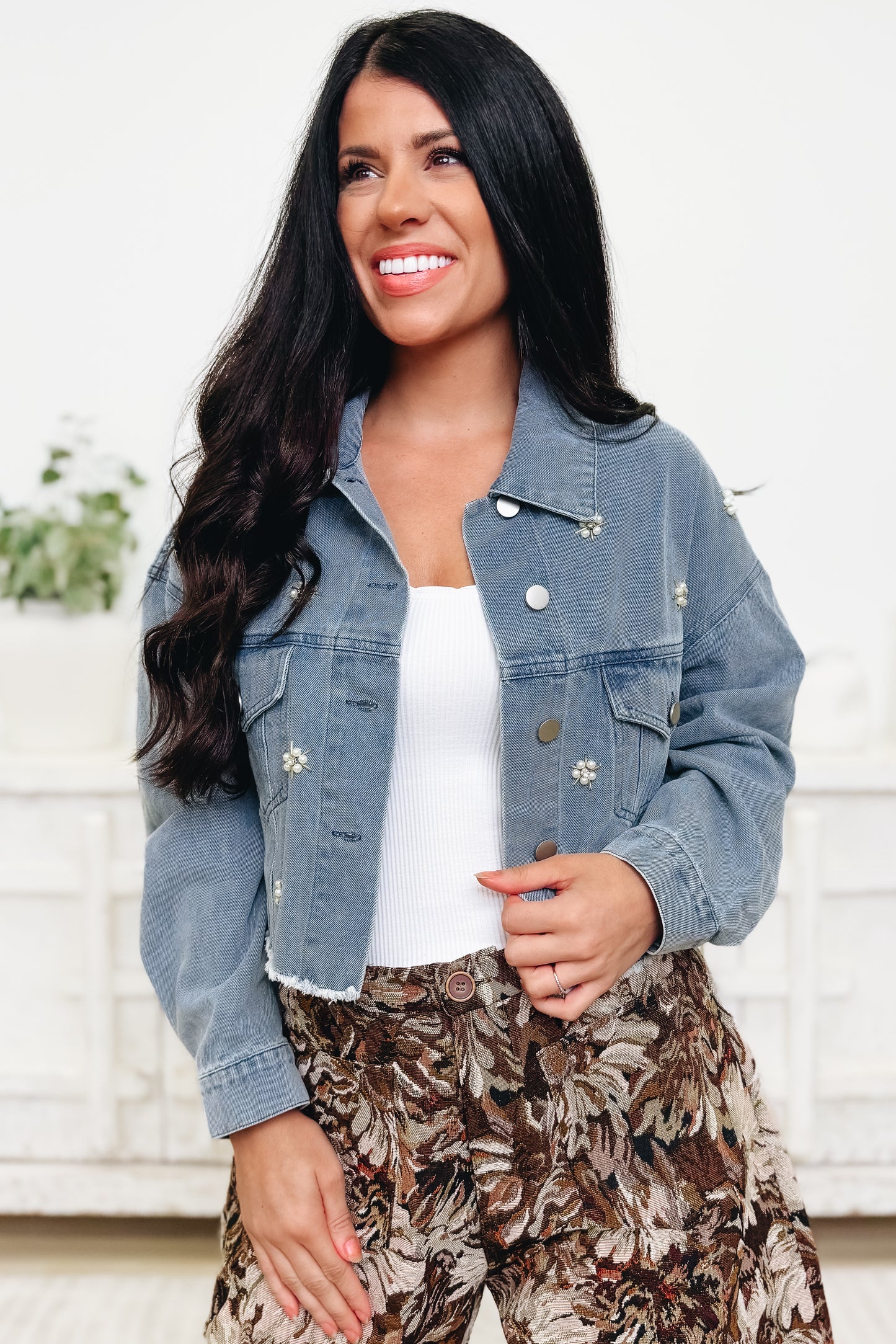 Crystal Crush Floral Denim Jacket