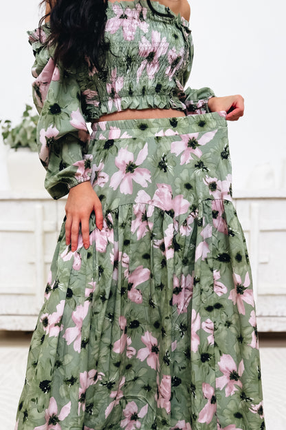 Sweet Magnolia Floral Maxi Skirt