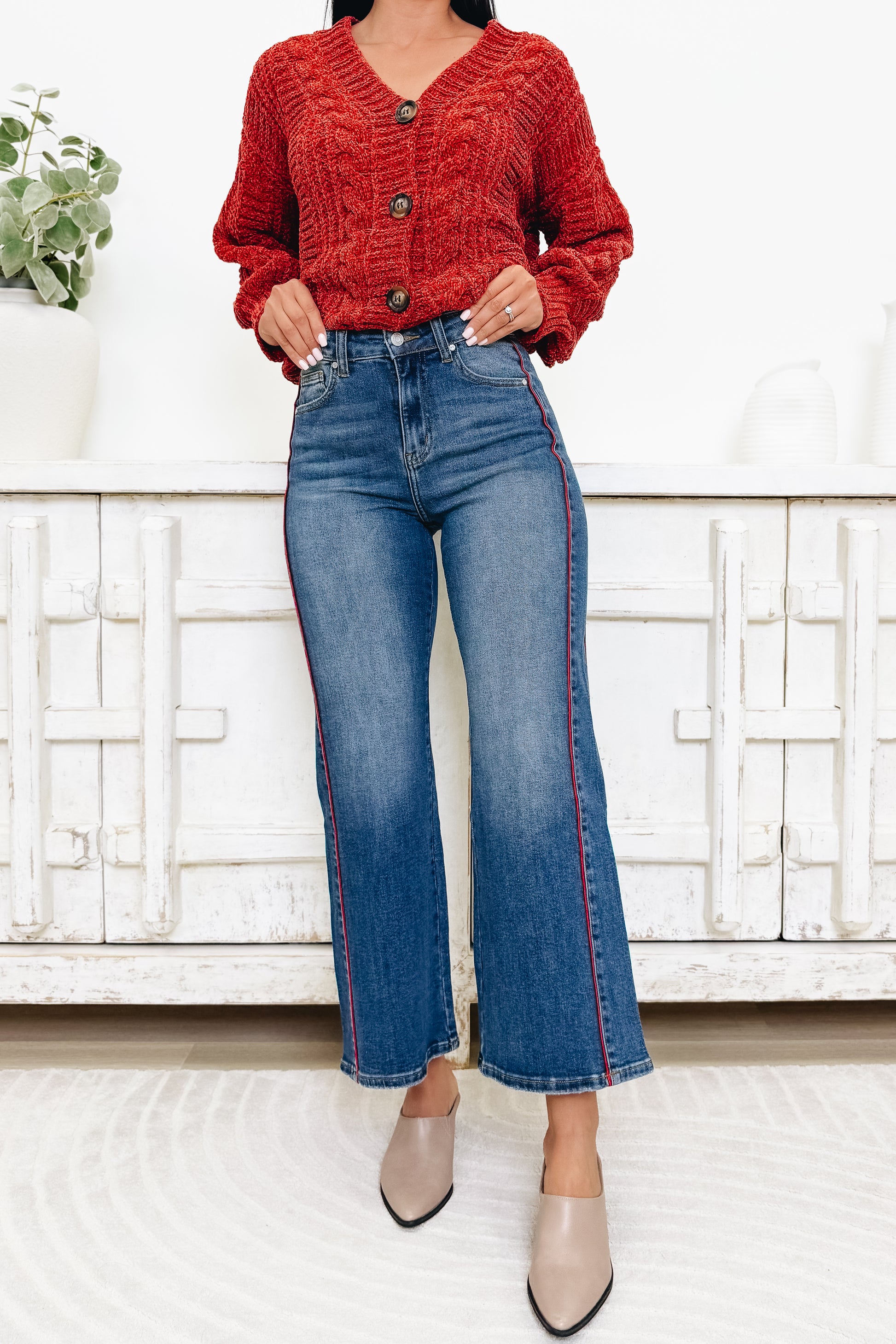 Let's Ride Wide Leg Jeans - Medium Indigo