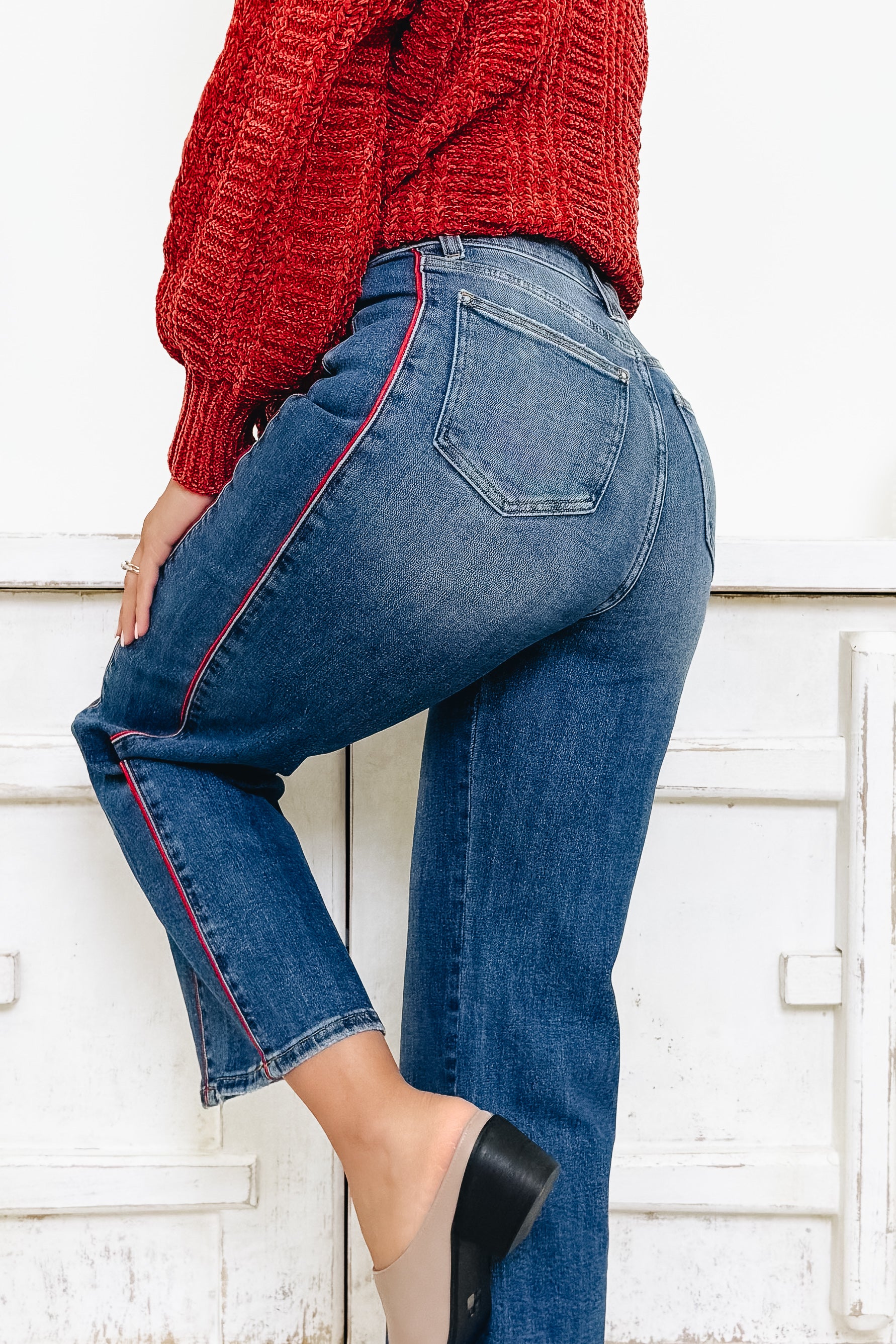 Let's Ride Wide Leg Jeans - Medium Indigo