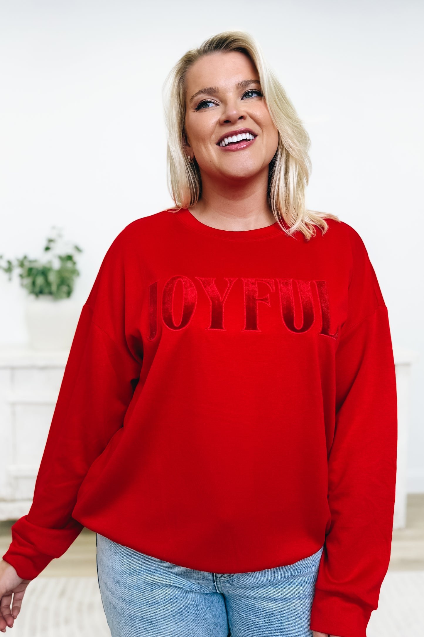 Joyful Velvet Patch Luxe Pullover