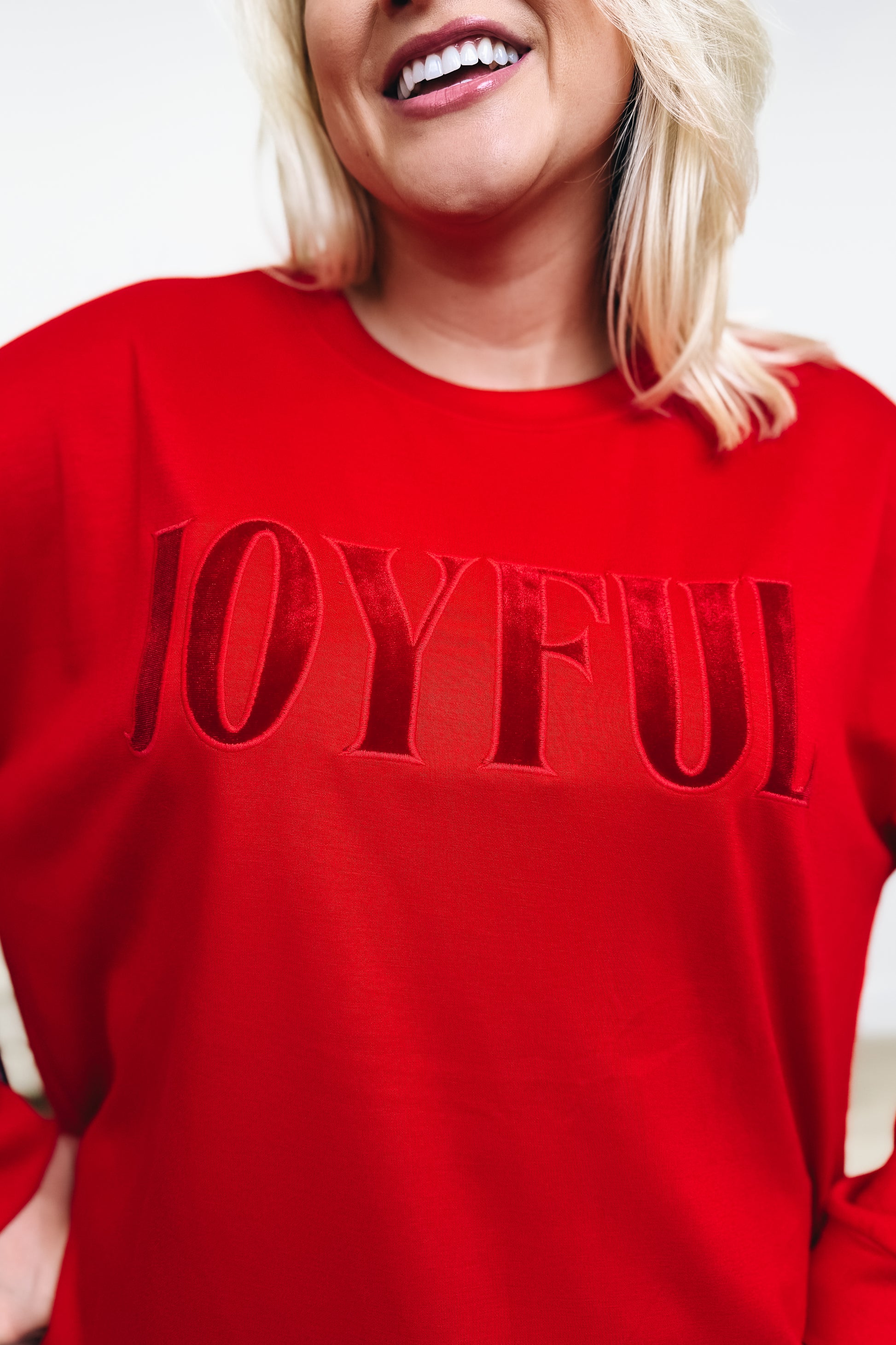 Joyful Velvet Patch Luxe Pullover