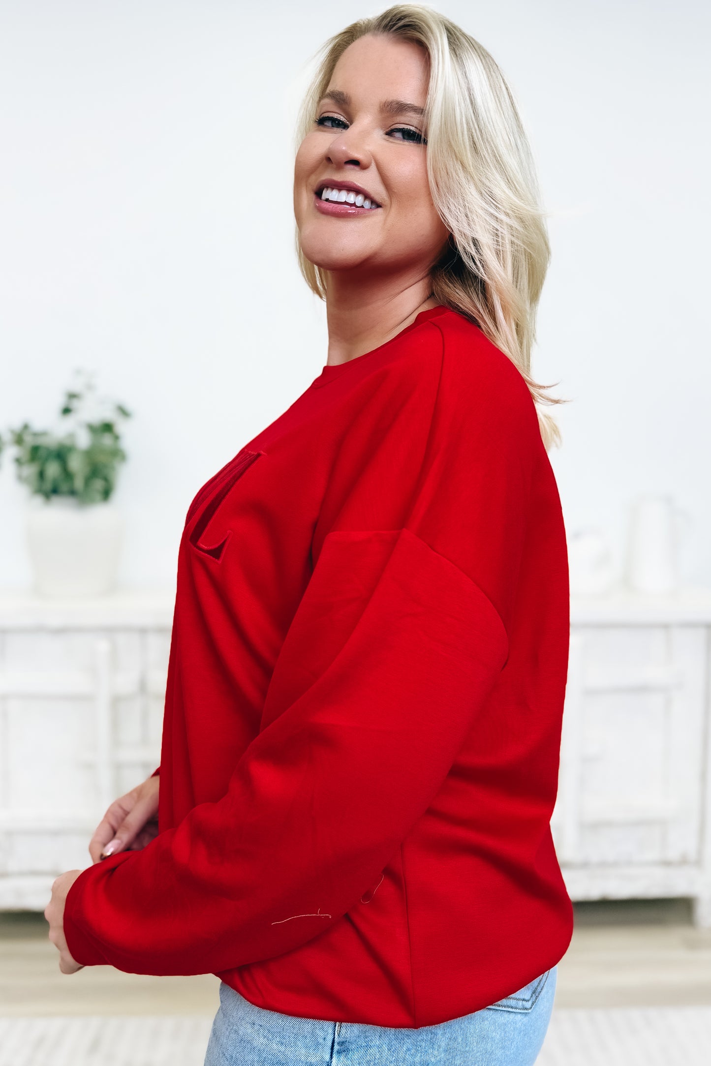 Joyful Velvet Patch Luxe Pullover