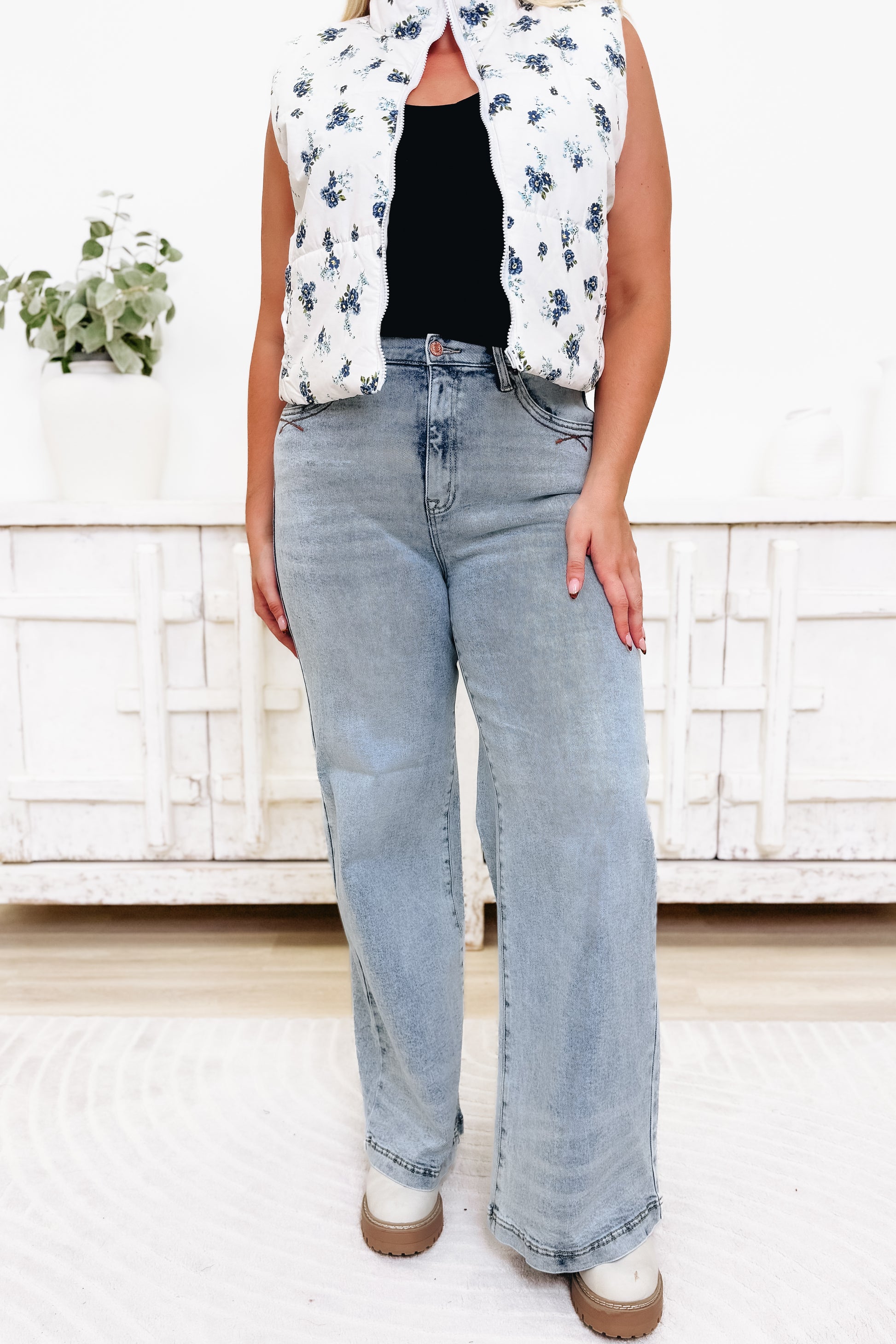 Backstage Pass By Saige Denim - High Rise Wide Leg Jeans - Medium
