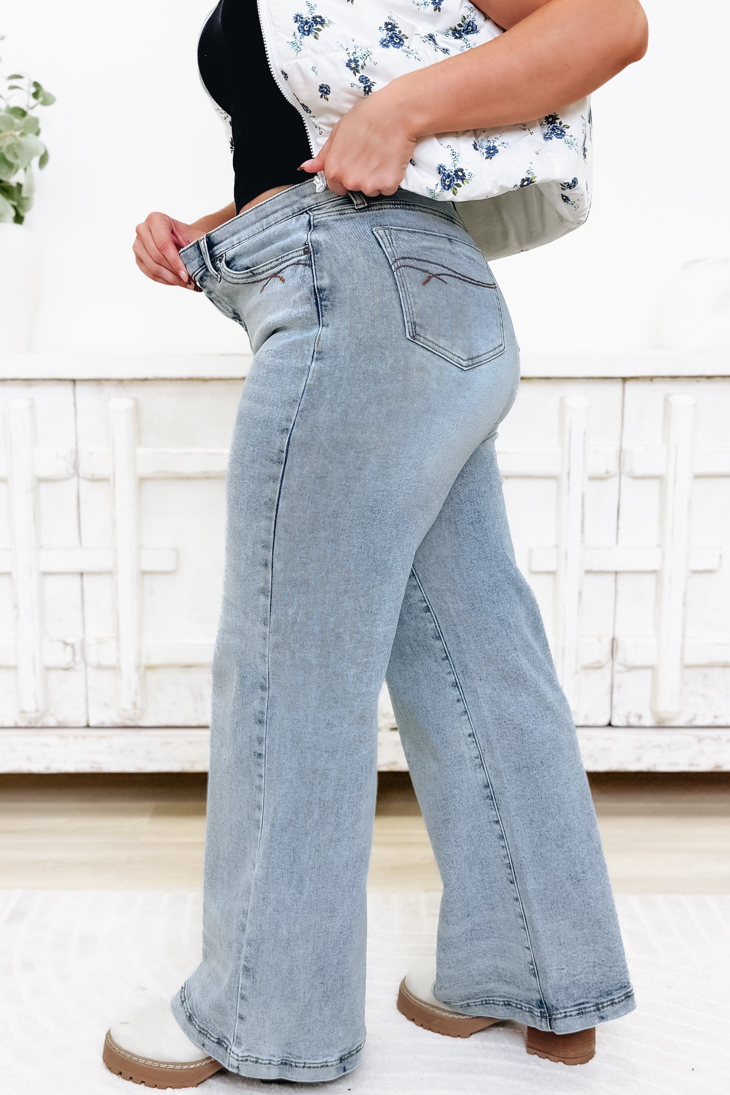 Backstage Pass By Saige Denim - High Rise Wide Leg Jeans - Medium