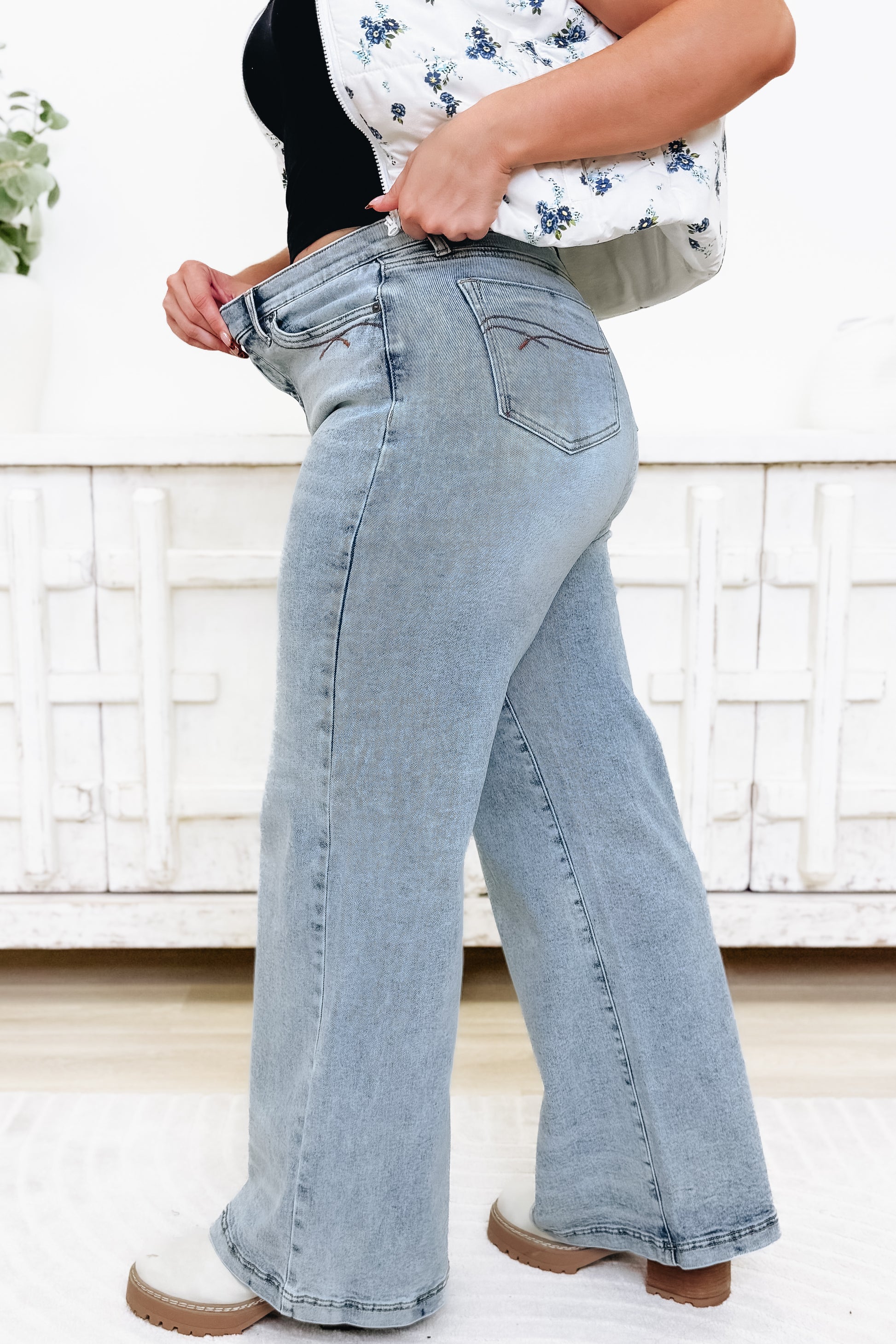 Backstage Pass By Saige Denim - High Rise Wide Leg Jeans - Medium