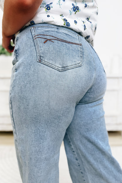 Backstage Pass By Saige Denim - High Rise Wide Leg Jeans - Medium