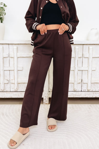 Sporty Chic Scuba Sleek Pants - Brown