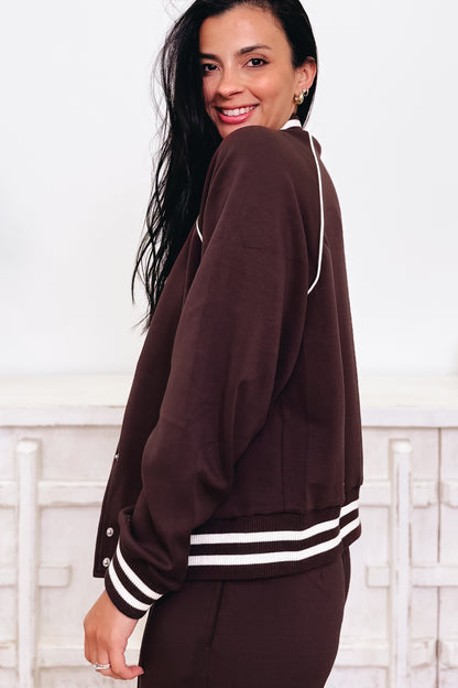 Sporty Chic Scuba Varsity Jacket