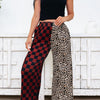 Split Decision Leopard Checkered Pants - Mocha