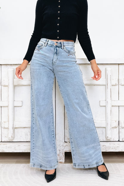 Backstage Pass By Saige Denim - High Rise Wide Leg Jeans - Medium