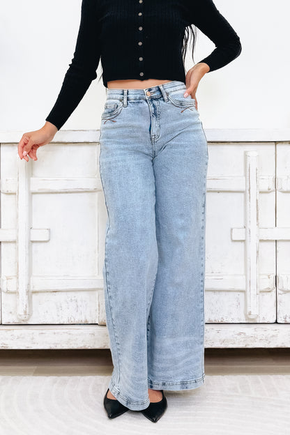 Backstage Pass By Saige Denim - High Rise Wide Leg Jeans - Medium
