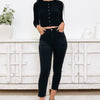 Polished & Poised By Mica - High Rise Raw Hem Skinny Jeans - Electric Black