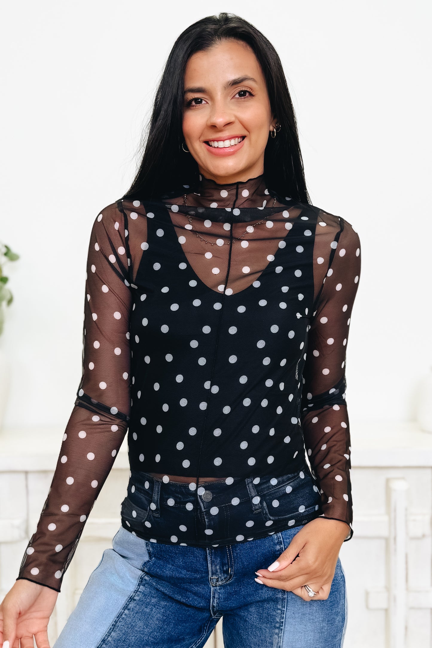 Playful Points Mesh Top