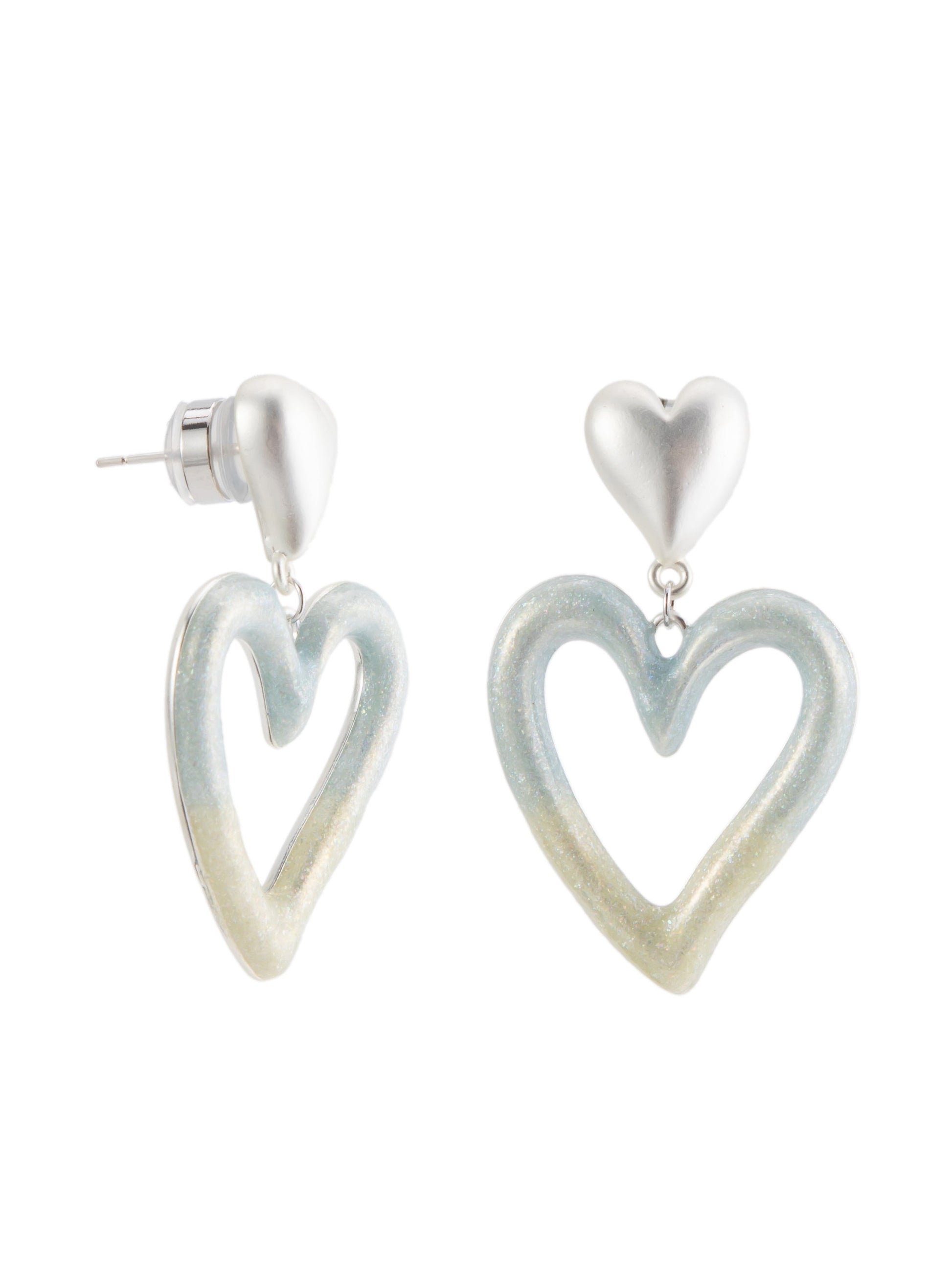Hearts Desire Earrings - Liquid Metallic Pearl White Sky