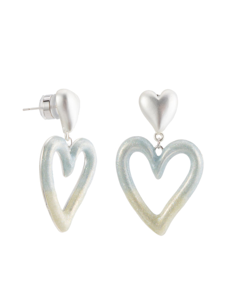 Hearts Desire Earrings - Liquid Metallic Pearl White Sky