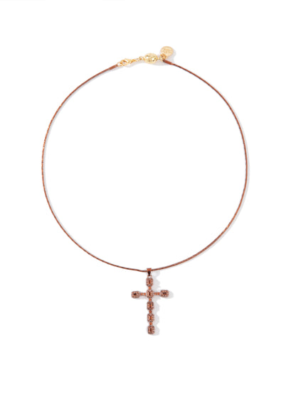 Pick Up Your Cross Necklace - Metallic Toffee