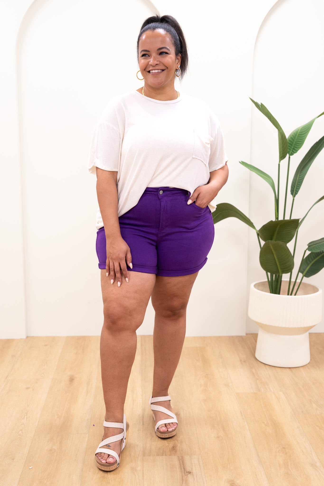 Judy Blue Spring Fling High Rise Tummy Control Garment Dyed Shorts