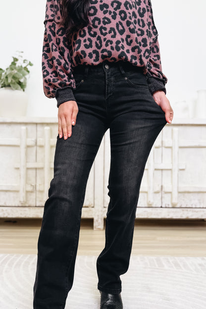 Hot Take By Denim BAR Label - High Rise Straight Leg Jeans - Black