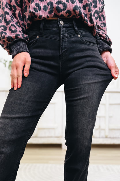 Hot Take By Denim BAR Label - High Rise Straight Leg Jeans - Black