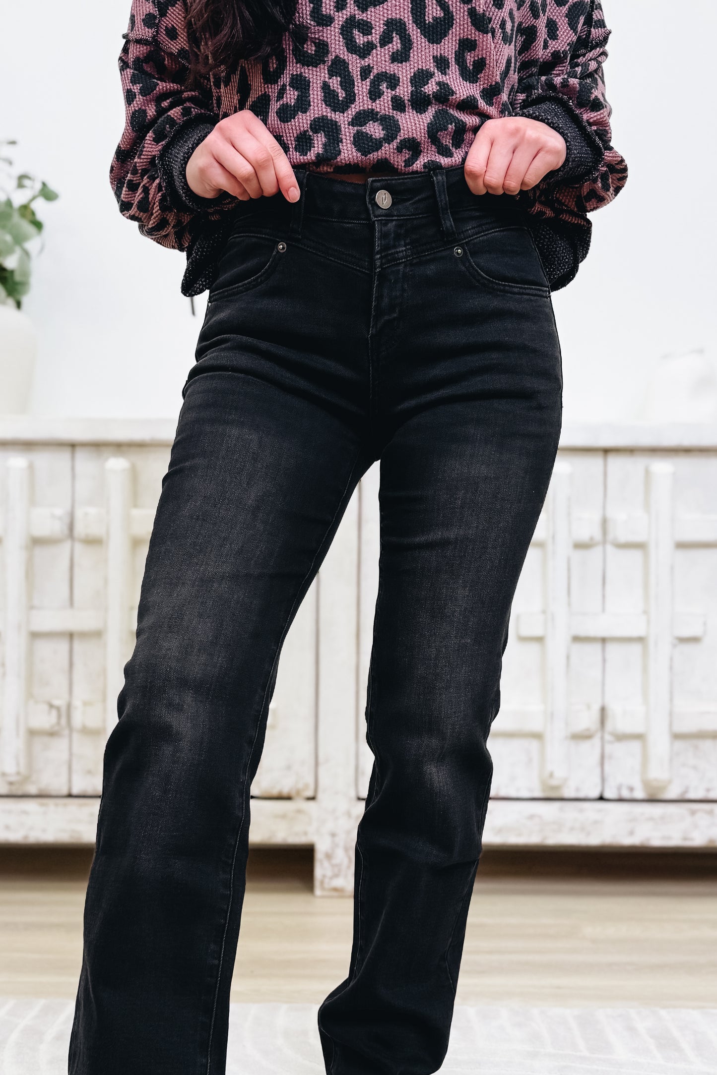 Hot Take By Denim BAR Label - High Rise Straight Leg Jeans - Black