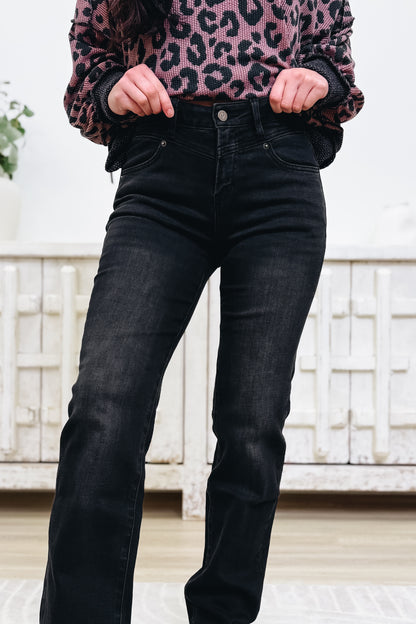 Hot Take By Denim BAR Label - High Rise Straight Leg Jeans - Black