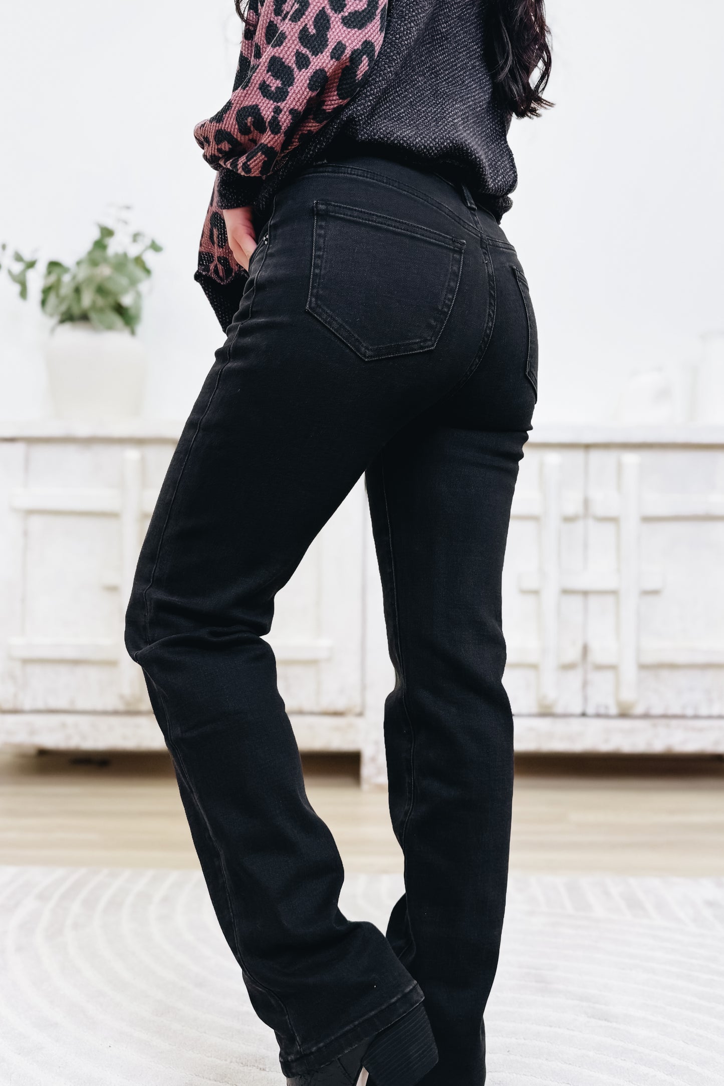 Hot Take By Denim BAR Label - High Rise Straight Leg Jeans - Black