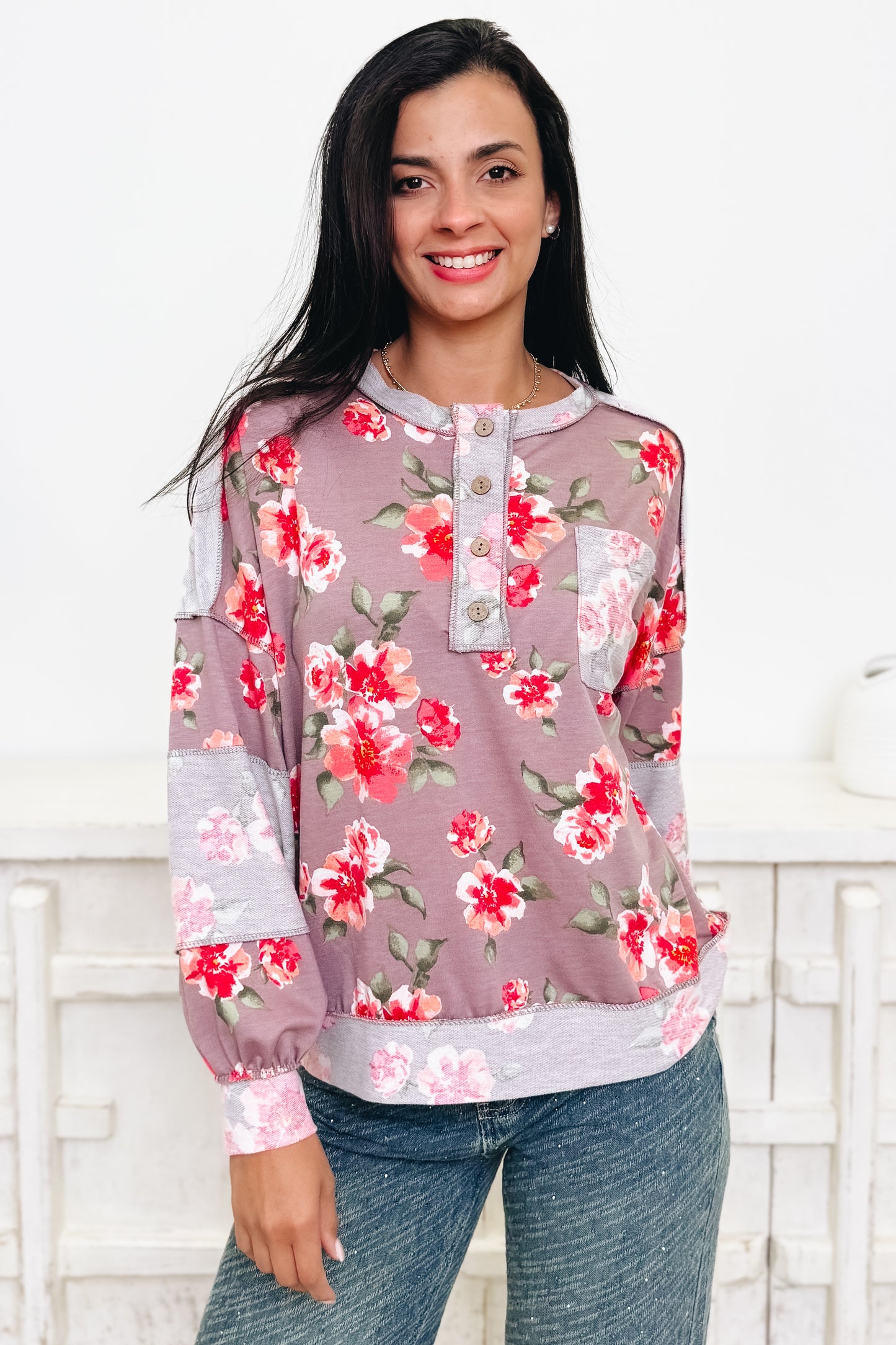 Cup Half Full Floral Top