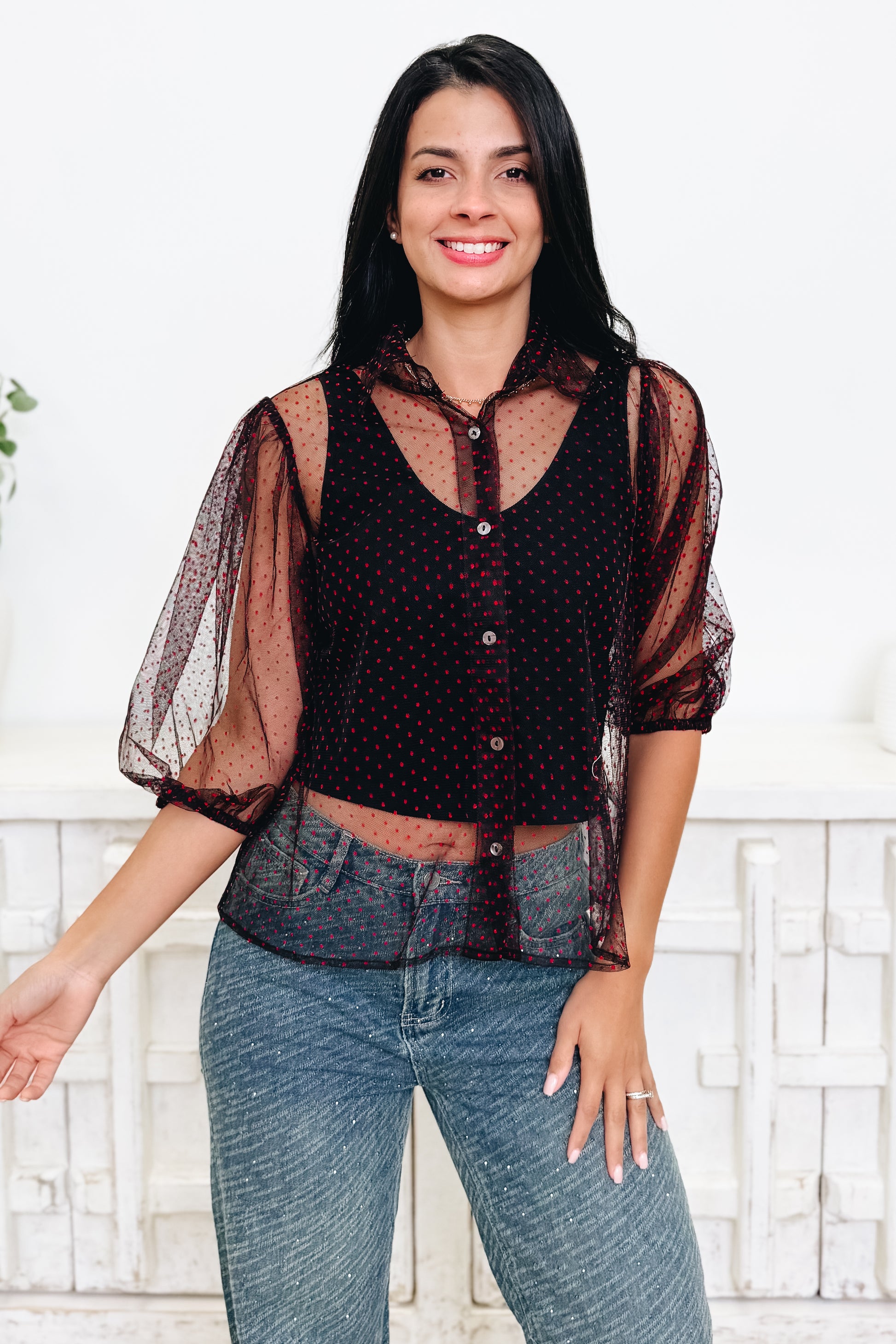 Dotty Parton Button Down Top - 2 Colors!